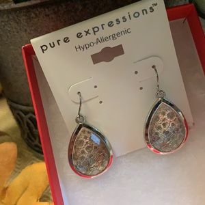 Silver Dangle Teardrop Earrings
